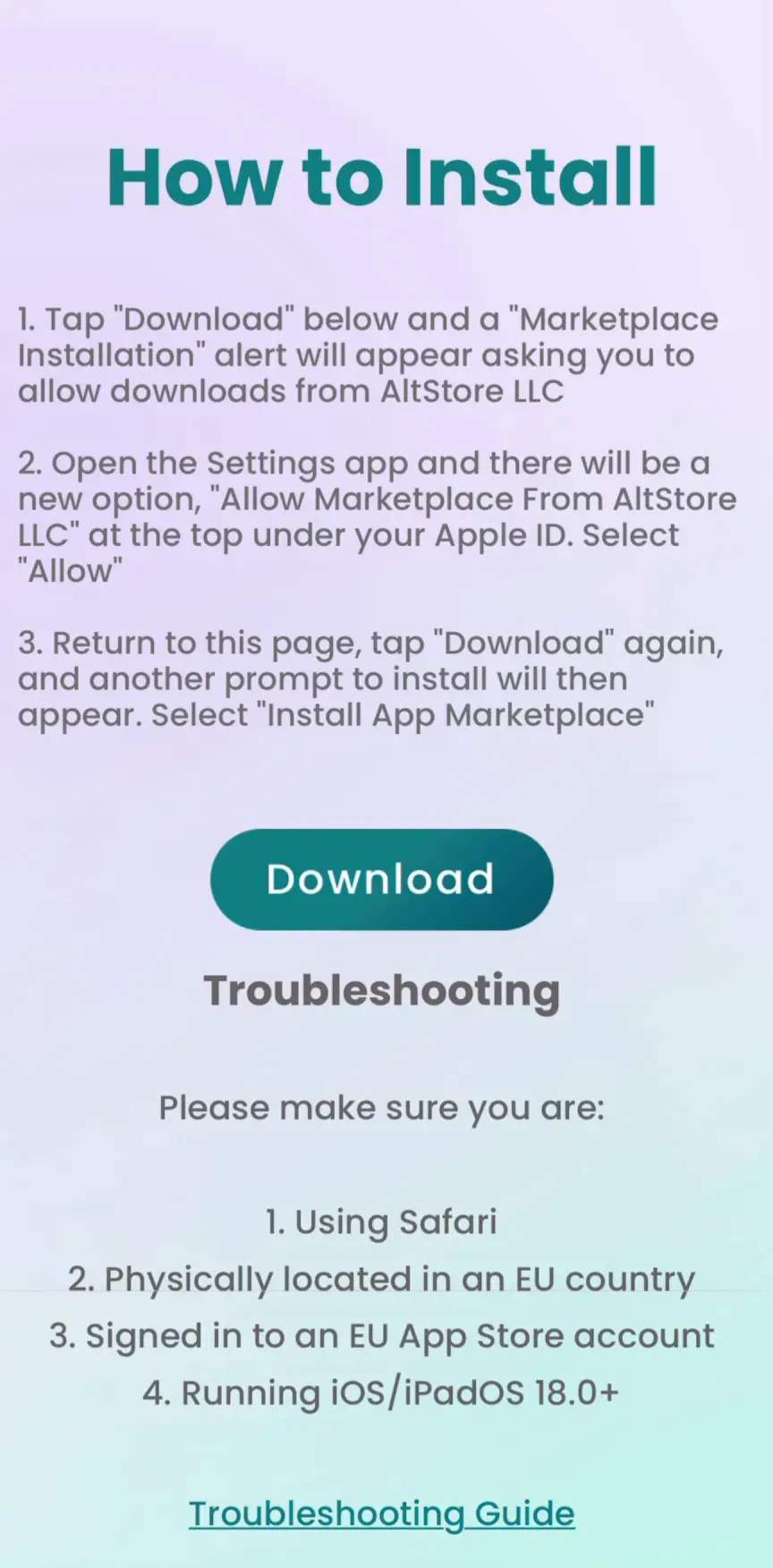Step 3 — return and install marketplace